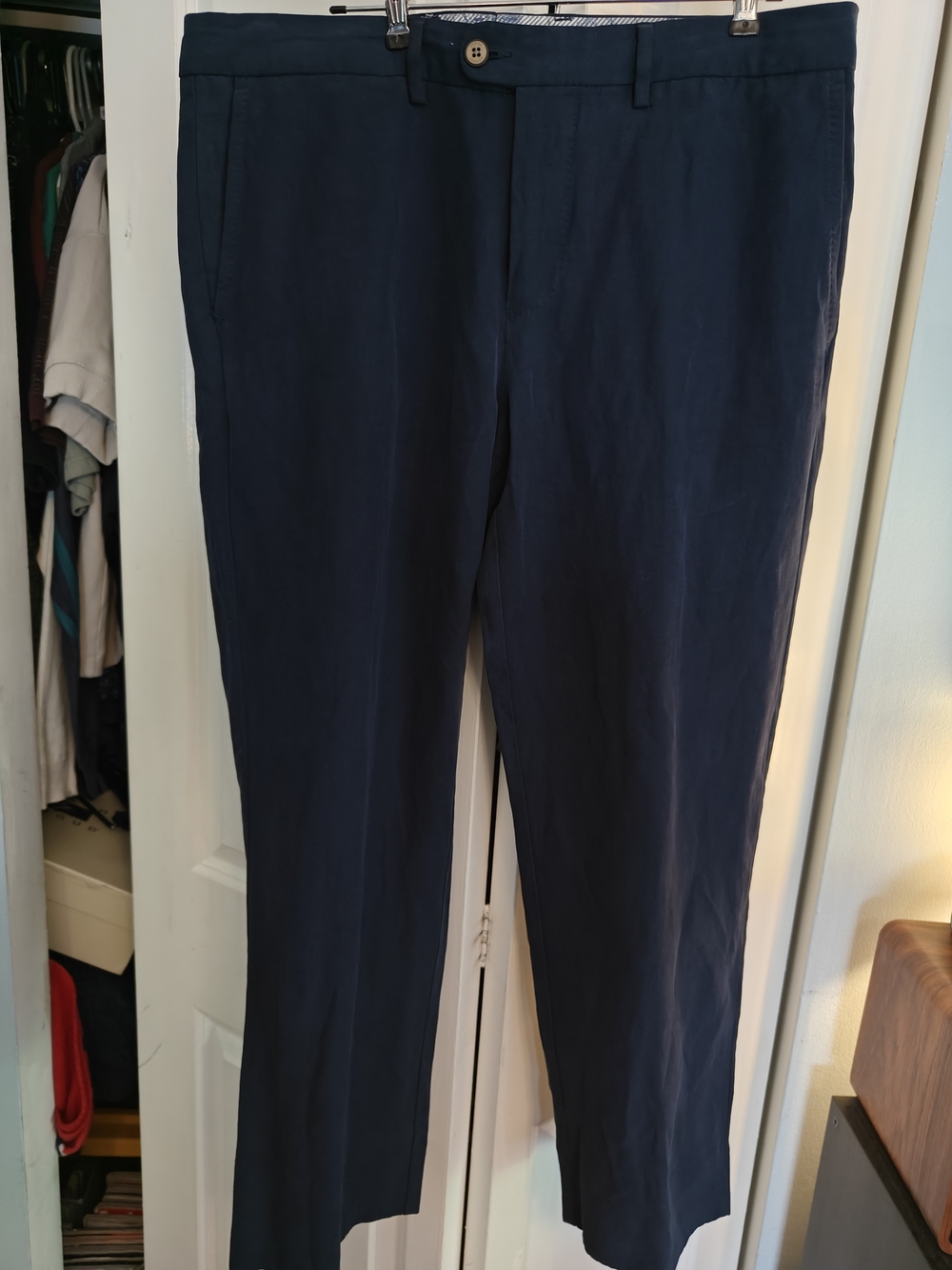 Tommy Bahama Mens Silk Linen Navy Blue Casual Pants 35x32 (Fits 37x28)